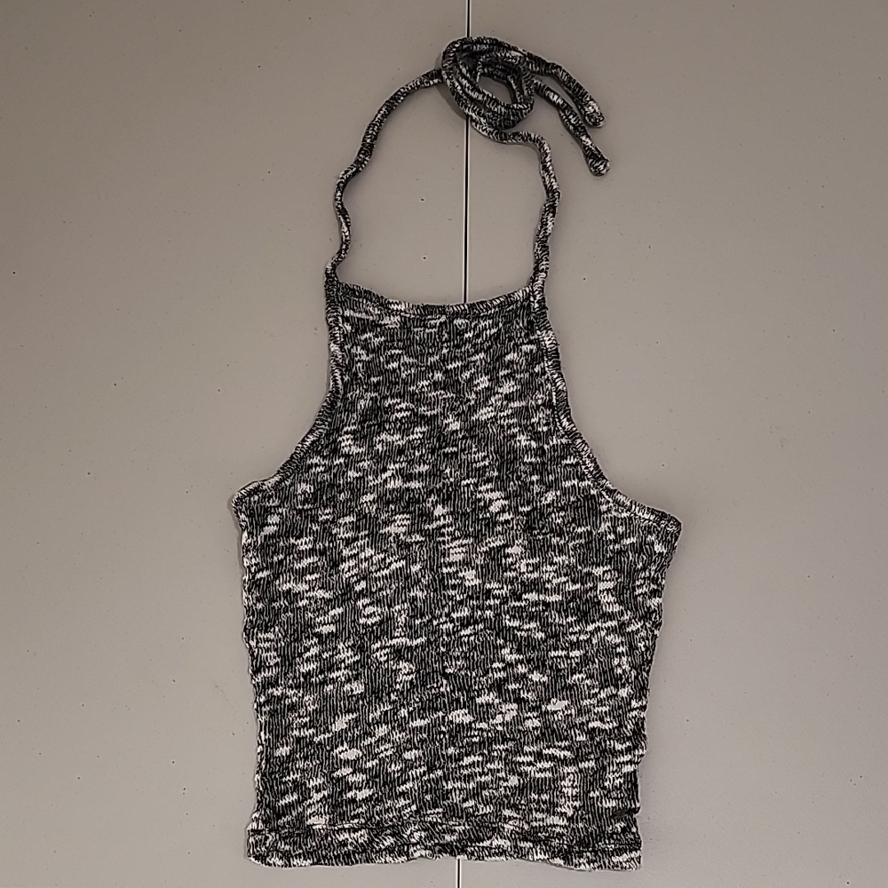 Black and White Knit Halter Top